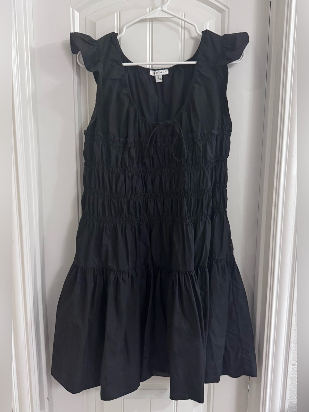 Black Mini Dress with Ruffled Sleeves
